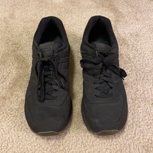 New Balance 574 Sneakers, matte black, size 9.5